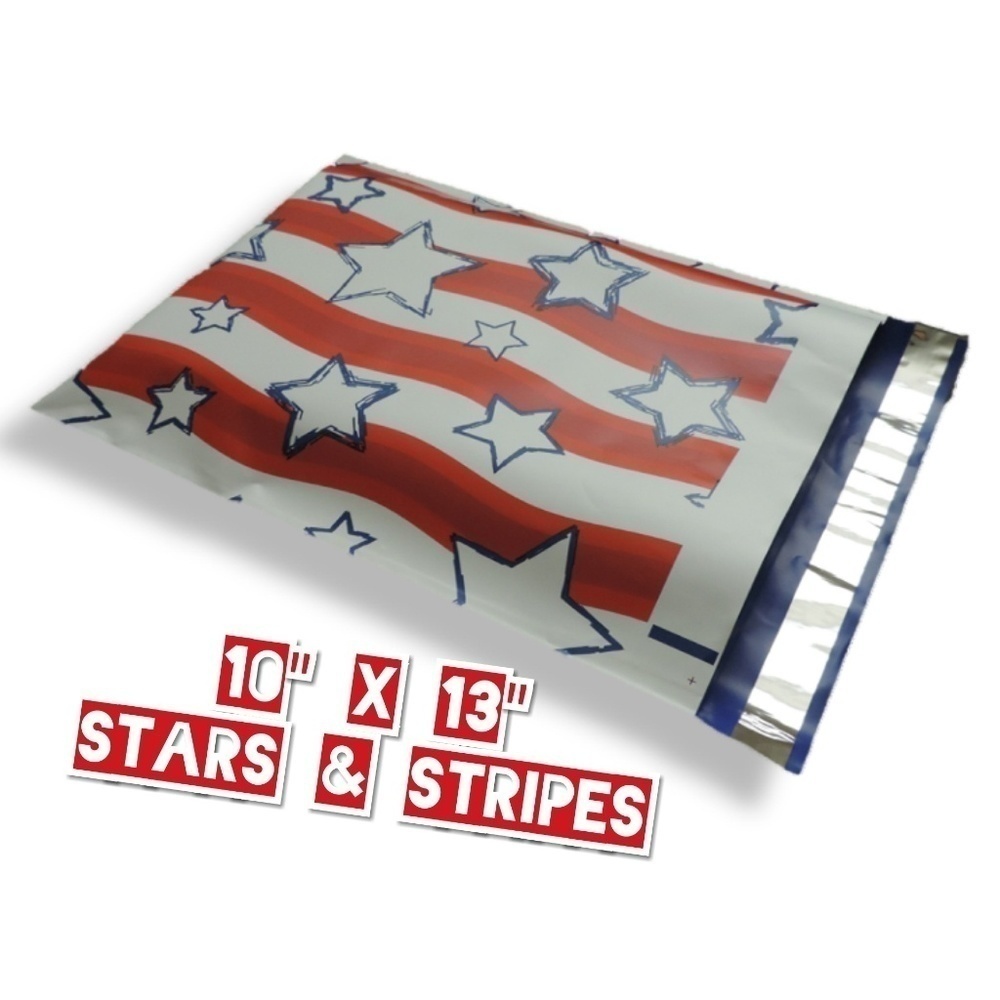 50 Poly Mailers 10x13 Stars & Stripes - Picture 2 of 3